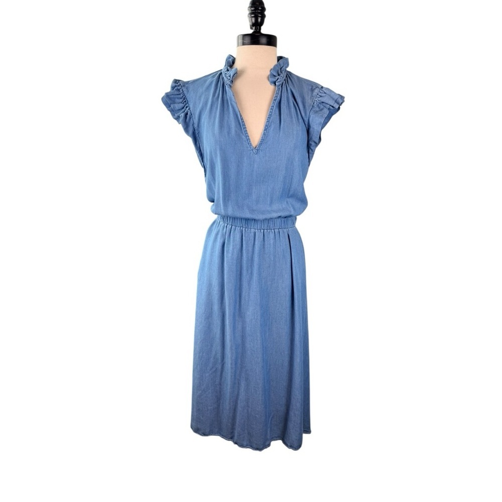 ON 34th Chambray Ruffle Sleeve Midi Dress Size L